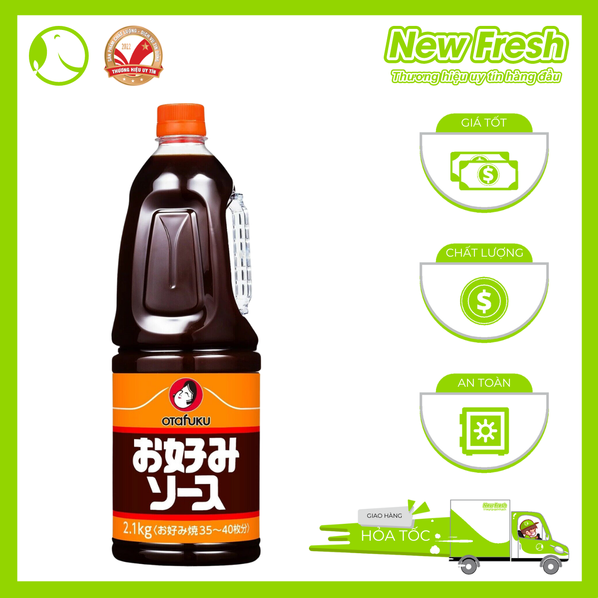 Sốt bánh xèo, takoyaki Nhật Bản Okonomiyaki hiệu Otafuku Chai 2.1L