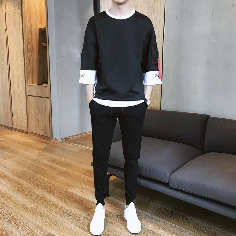 Bộ Đồ Nam Nữ Unisex Mùa Hè Cổ Tròn Tay Lỡ Phối Dây In Chữ OFF WHITE Thời Trang Menkind QA NAM 024
