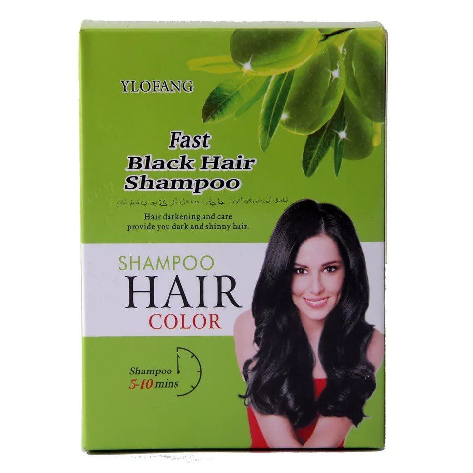 Hộp 10 gói dầu gội nhuộm đen tóc thảo dược ylofang olive
