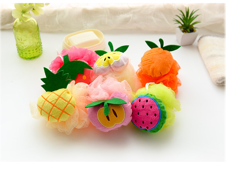 MULTI-COLOR FRUIT-SHAPED BATH BATH BATH BRUSH Mesh back scrubbing mesh bath