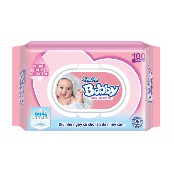KHĂN GIẤY ƯỚT BOBBY CÓ MÙI VÀ KHÔNG MÙI 100 TỜ