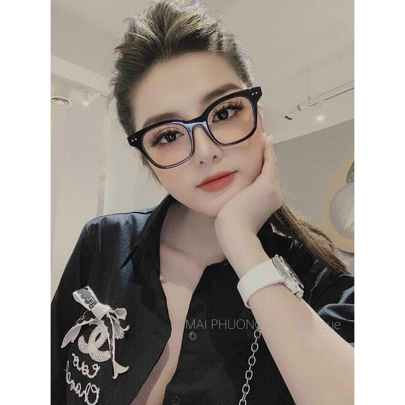 Mắt kính giả cận unisex chữ v hot trend