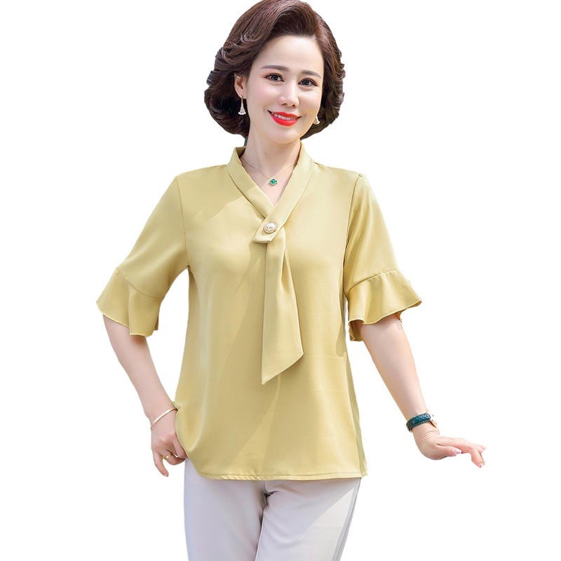 Áo kiểu trung niên bigsize chất liệu lụa xịn - Bq323