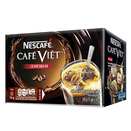 NESCAFE Cafe Việt Cà phê đen đá - Hộp (15gói x 16gr) - cà phê hòa tan
