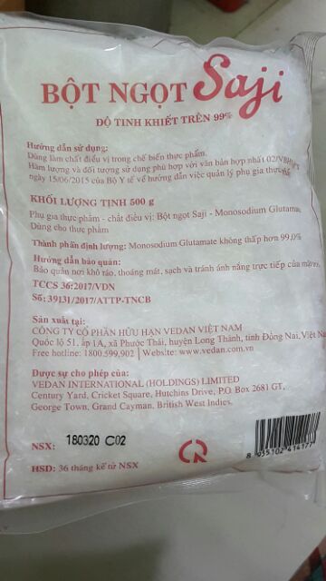 Bột ngọt Sari loại 1 gói 500g
