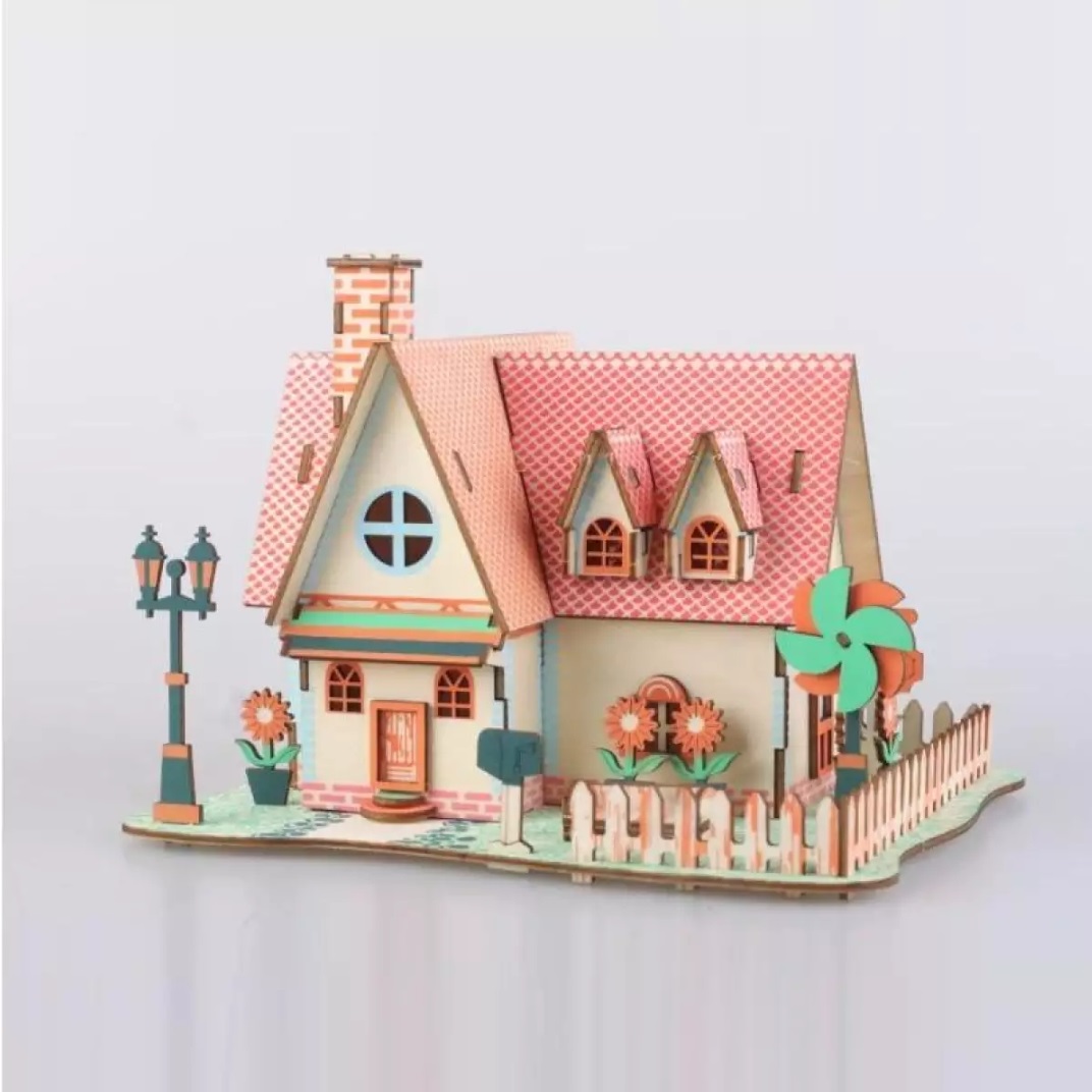 Mô hình đồ chơi lắp ráp 3D gỗ - nhà vườn hoa