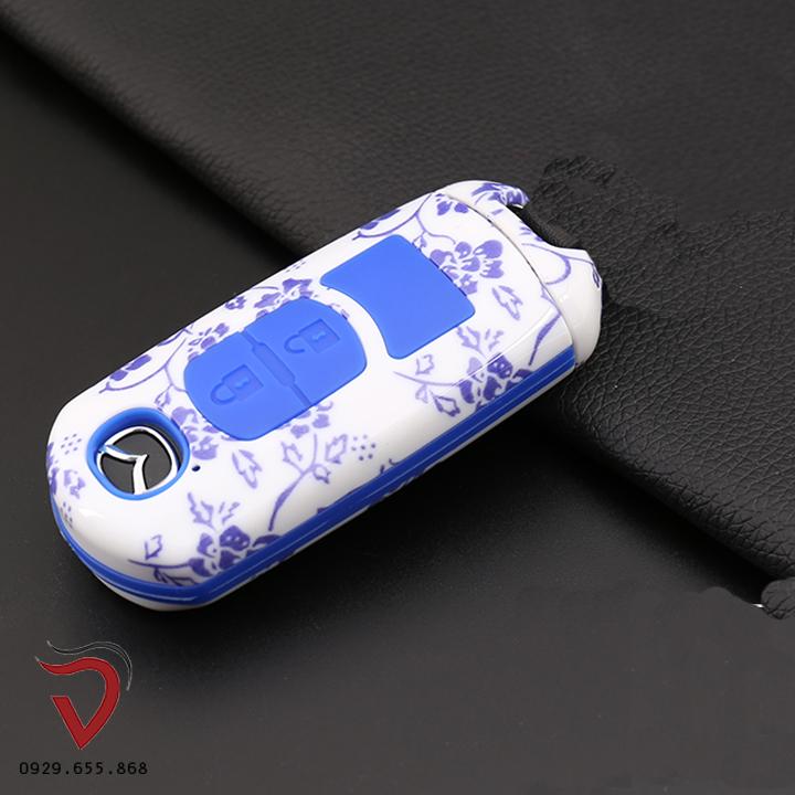 ỐP MÓC CHÌA KHÓA Ô TÔ MAZDA CX5, 3, 6, 2 (trắng xanh)