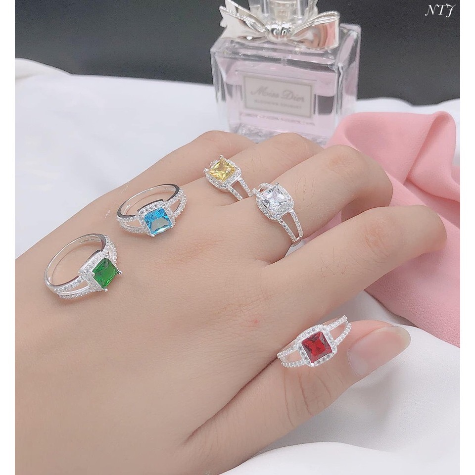 ♘  NHẪN BẠC TA MẶT VUÔNG THÂN V