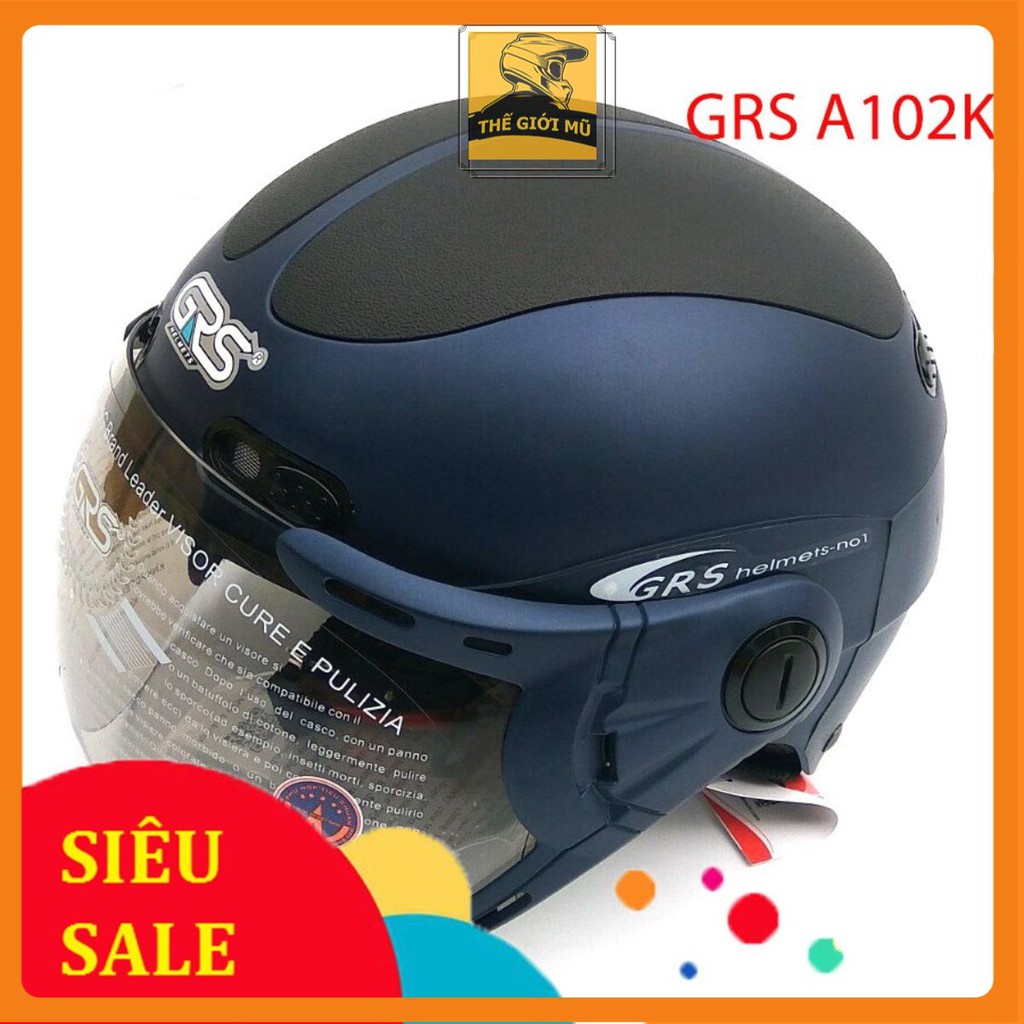 Nón bảo hiểm nửa đầu grs a102k xanh than nhám - nón bảo hiểm đi xe máy chính hãng