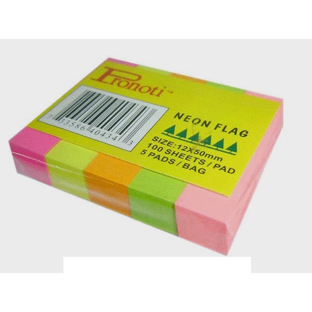 ( Combo 3 tập ) Giấy Note, Ghi Nhớ Phân Trang Pronoti 5 Màu Giấy ( 1,2 x 5 mm)