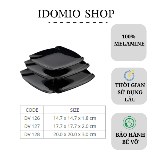 Dĩa Nhựa Melamine Đen Bóng