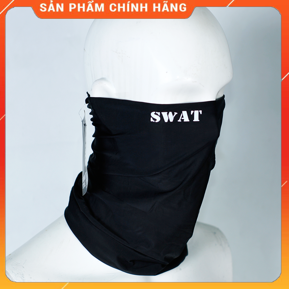 Khăn đa năng Swat đen trơn vải mịn mát siêu co dãn