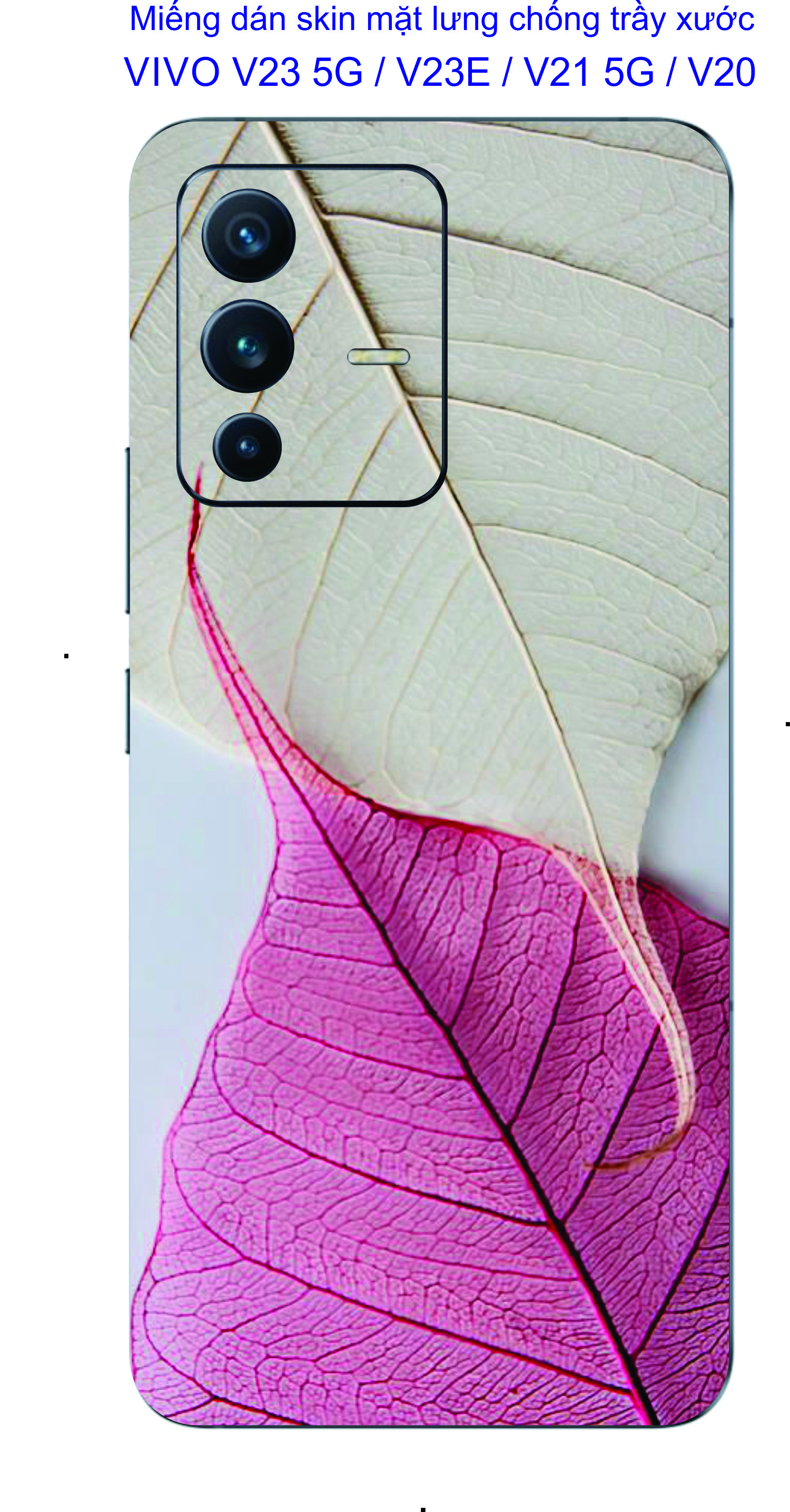 Miếng dán skin mặt lưng vivo v23 5g / v23e / v21 5g / v20 chống trầy xước, hình ảnh 3d sắt nét....