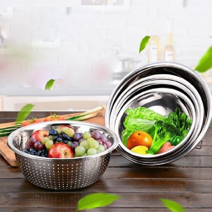 [HCM]Bộ thau rổ inox 5 món đa năng