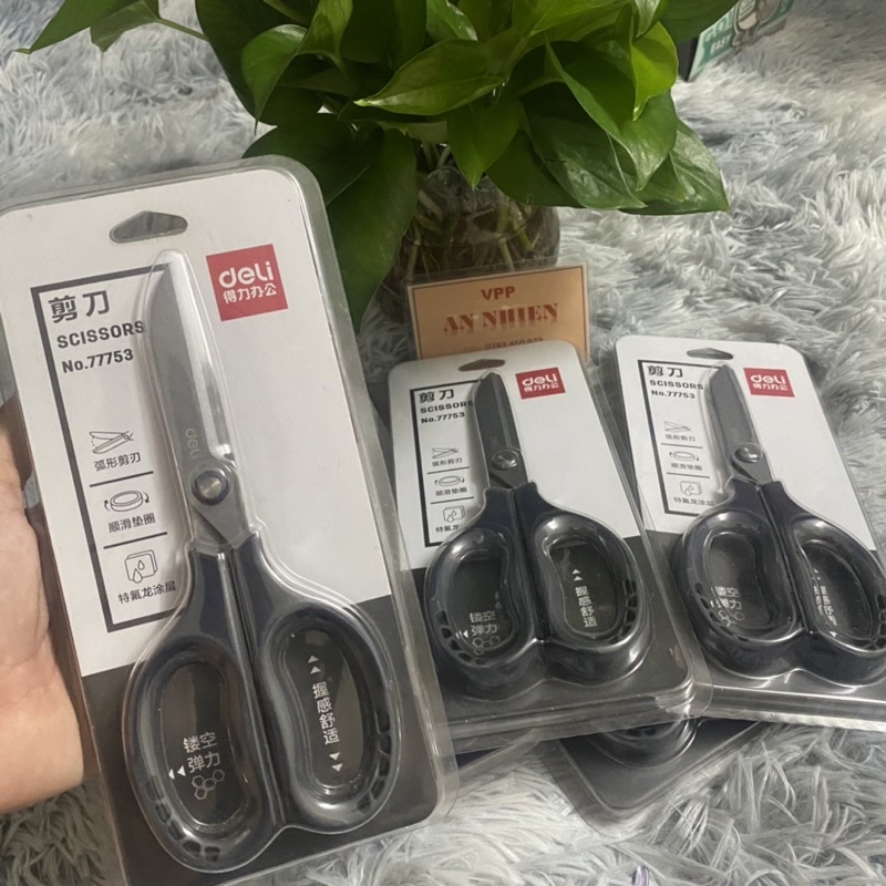 Kéo cắt giấy, kéo cao cấp deli 77753
