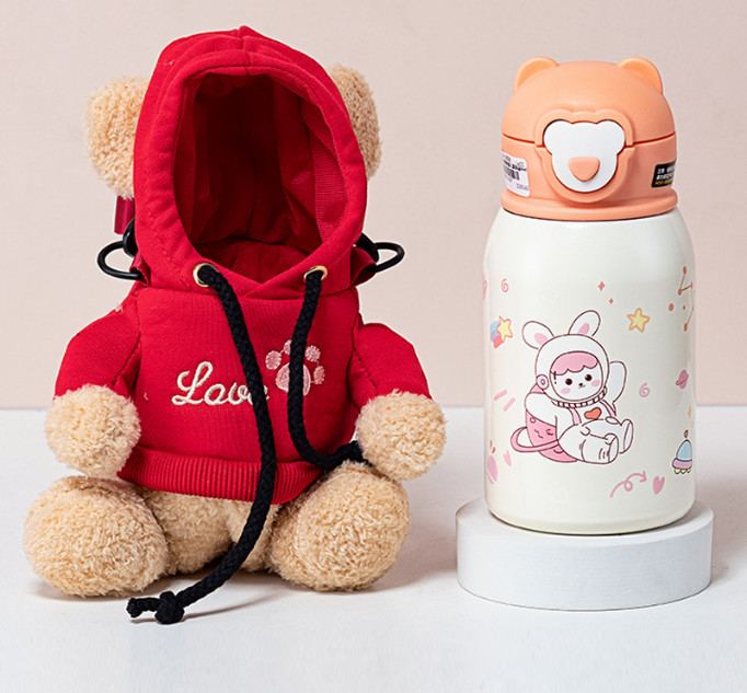 Bình Giữ Nhiệt INOX 316 BABY BEAR siêu dễ thương cho bé, kèm túi đựng và dây đeo thời trang tiện lợi - ly giu nhiet - binh giu nhiet - ly giữ nhiệt inox - binh giư nhiet inox