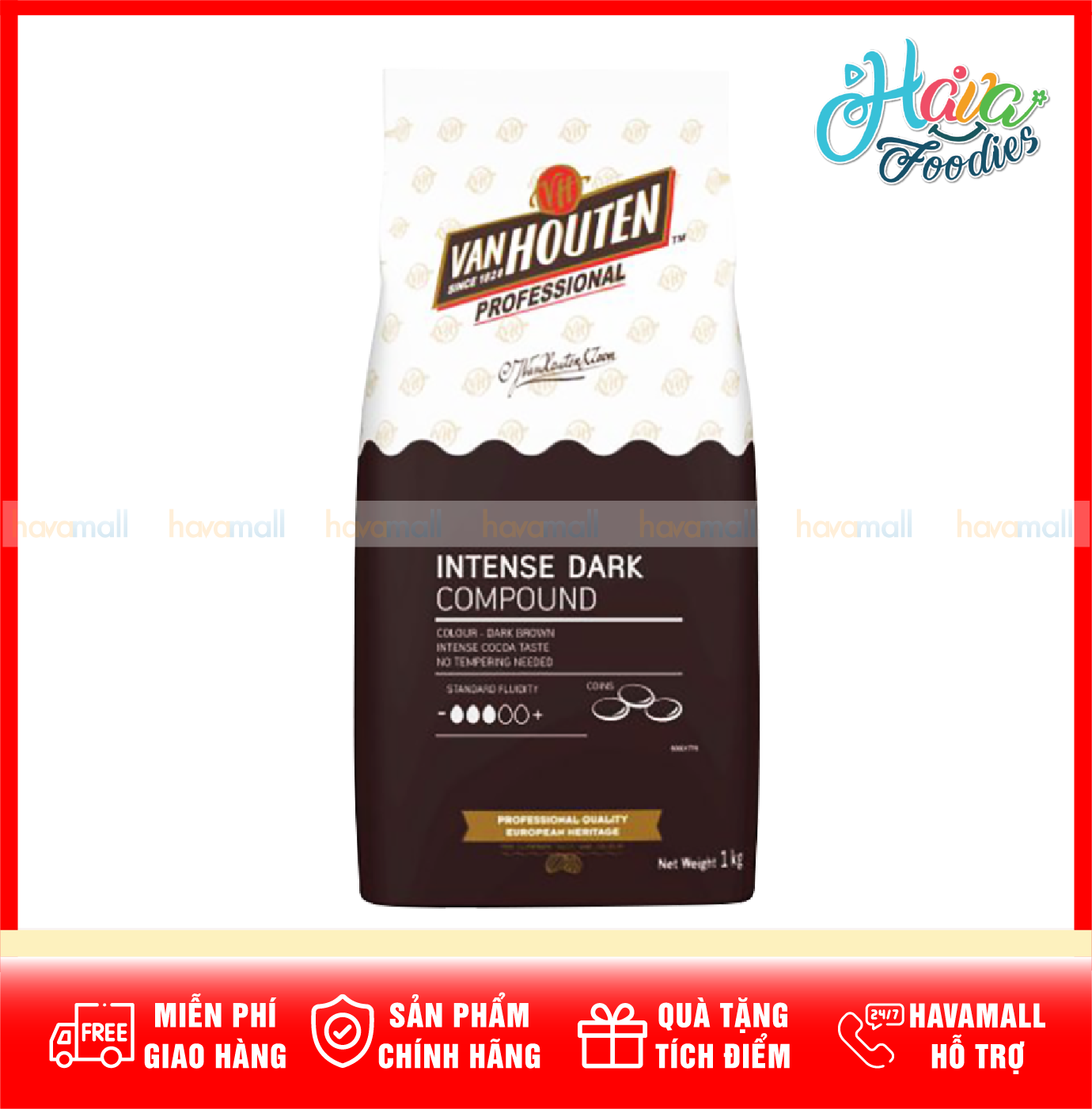 Socola Compound Đen Dạng Nút – Van Houten Intense Dark Compound