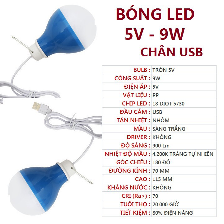 1 Cái Bóng Đèn LED 5V-Đủ 9W Hoặc 5V-5W (Giao màu ngẫu nhiên)