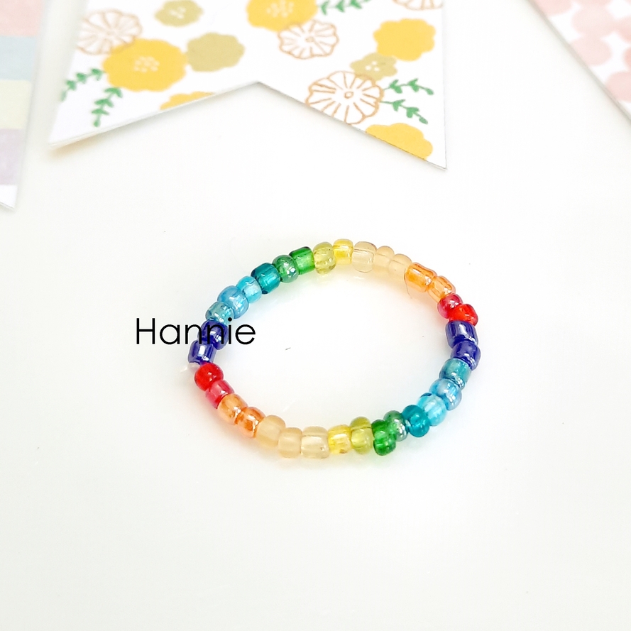 EMMIE - Nhẫn hạt cườm nhựa handmade (Xanh lá/Xanh dương/Tím/Cam/Hồng/Mix)