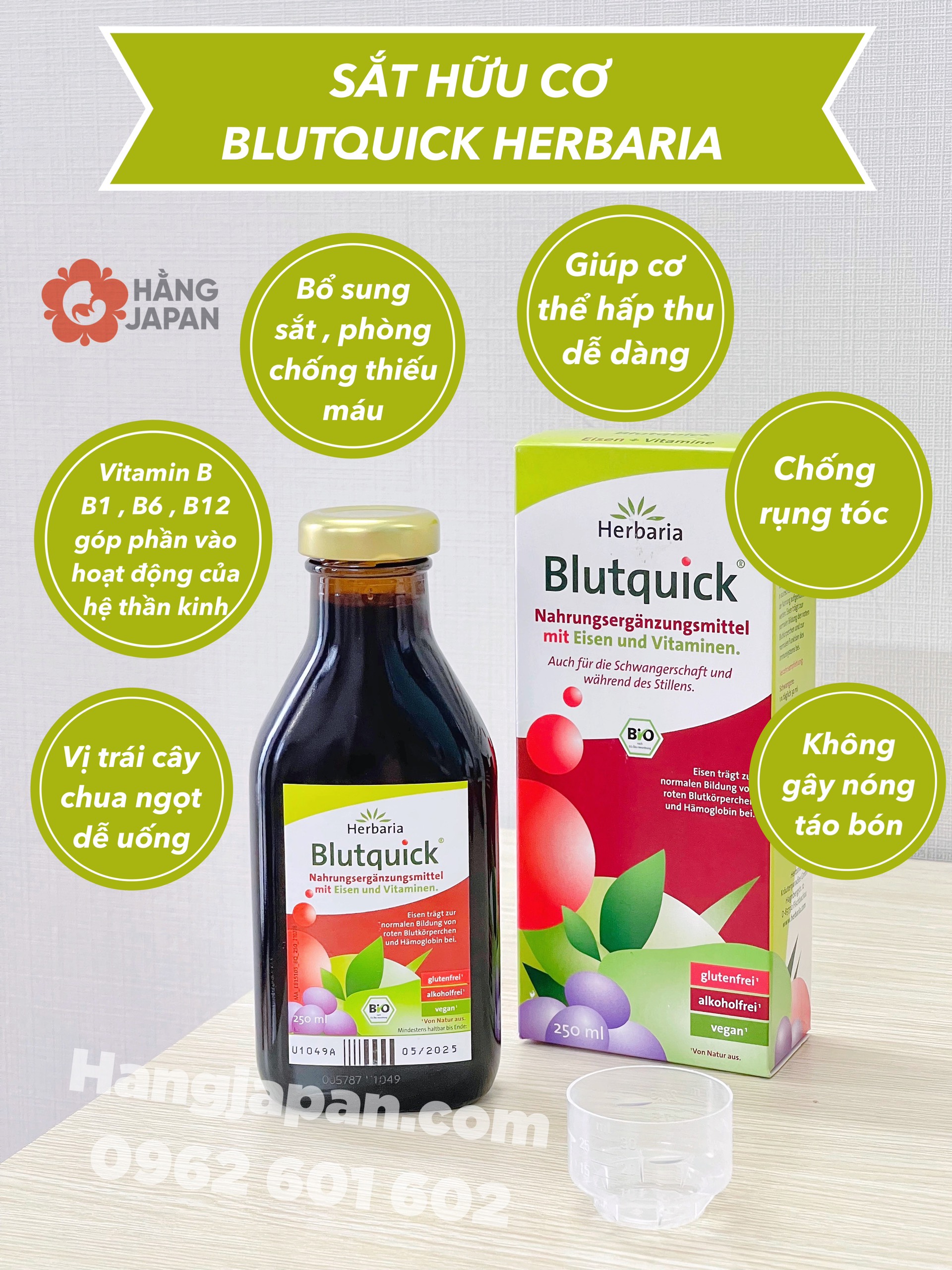 Dung dịch bổ sung sắt hữu cơ Blutquick (250ml) - Hàng Đức