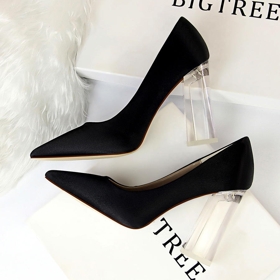 2993-1 high heels Bigtree Đế square transparent