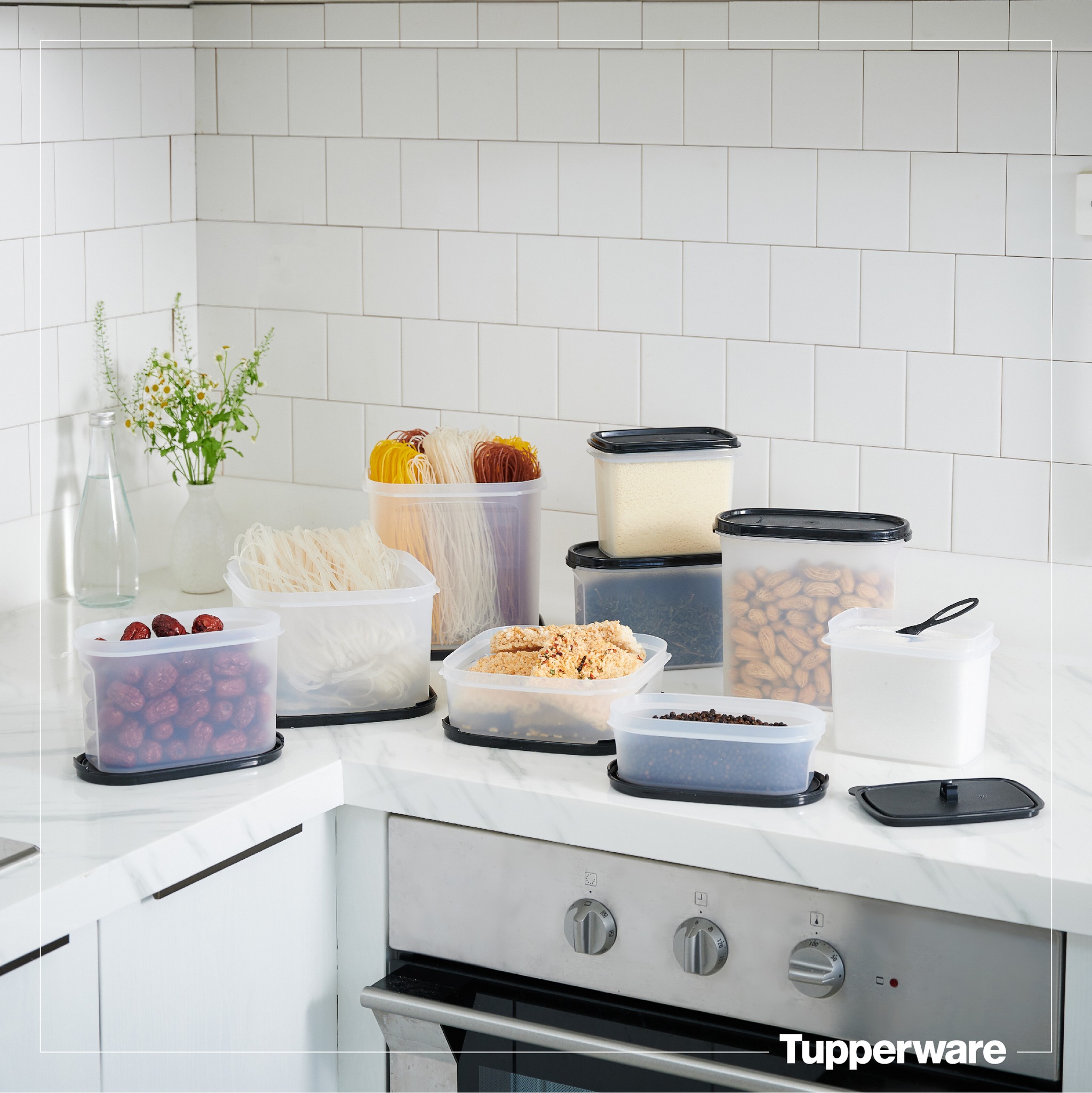 Bộ hộp kệ bếp Tupperware Modular Mates Black Kitchen 9 hộp