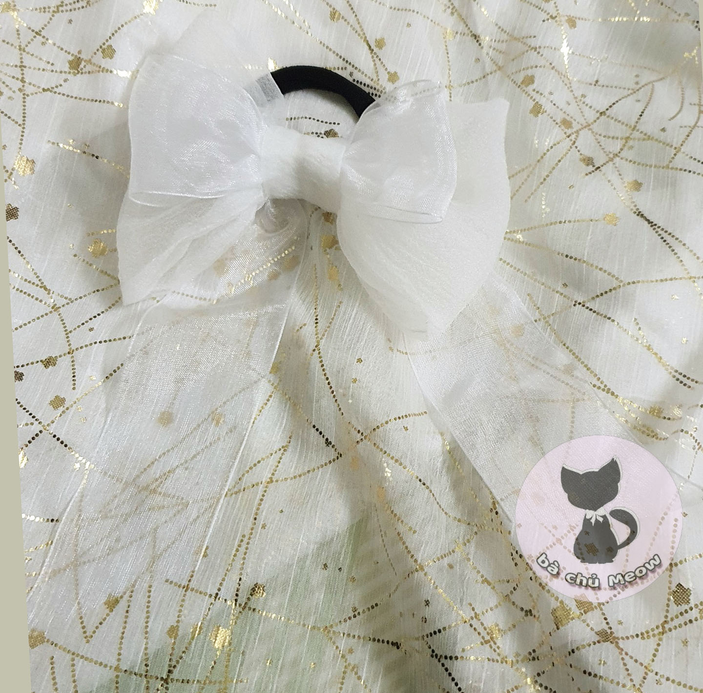 KẸP NƠ Công Chúa -- Cột Tóc Nơ Voan Dáng Dài -- KẸP Nơ Ren Hoa Cúc