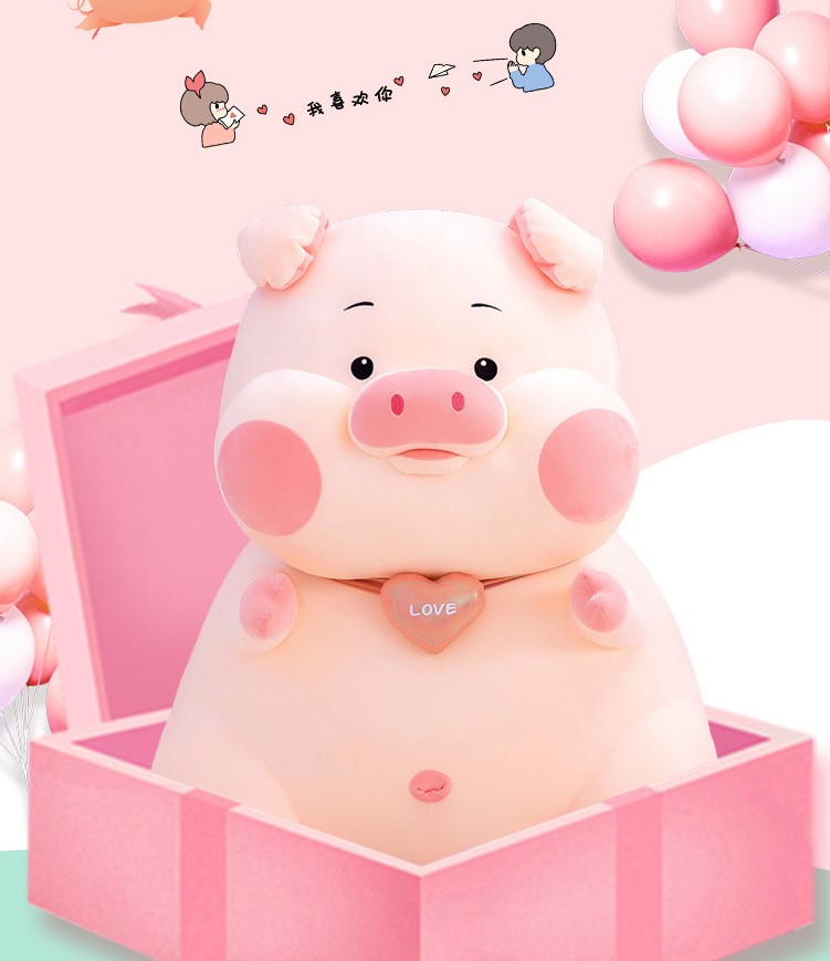 GẤU BÔNG HEO NGỒI ĐEO TIM DỄ THƯƠNG SIZE 50CM