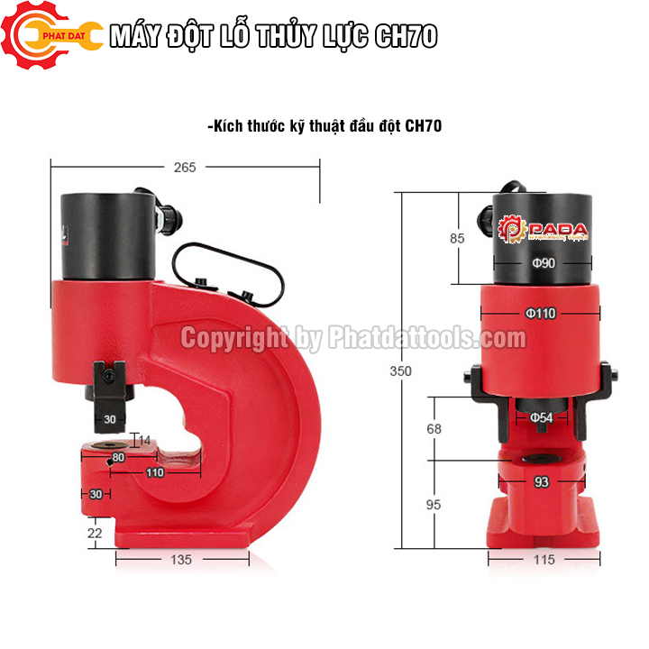 Máy đột thủy lực Ch70-Đột thanh đồng 12mm