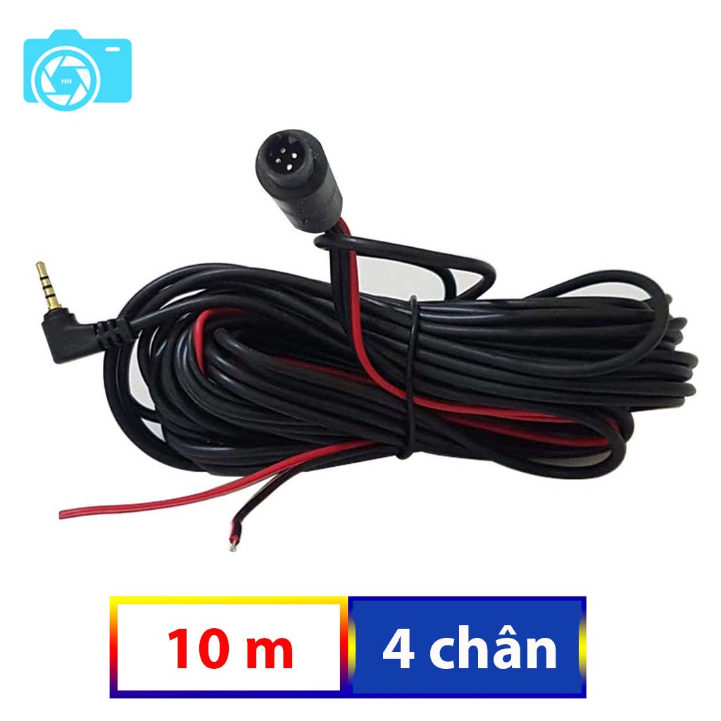 Dây tín hiệu camera lùi kết nối camera hành trình, 10m - loại 4 chấu, jack 2.5mm