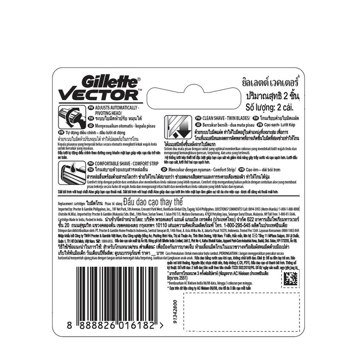 [HCM ship 2h] Combo 3 Dao Cạo Gillette Vector Vỉ 2 Lưỡi