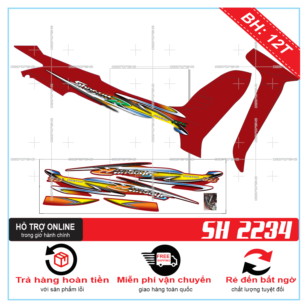 TEM RỜI XE SHOGUN DÁN XE ĐỎ