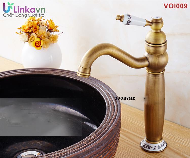 Vòi rửa lavabo đồng nghệ thuật VOI0010 – Họa tiết retro tinh tế