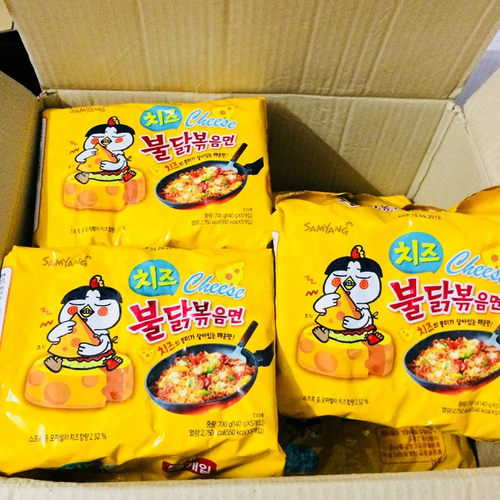 [1lốc mì cay HQ] Mì cay gà vị phomai (5 gói x 140g)