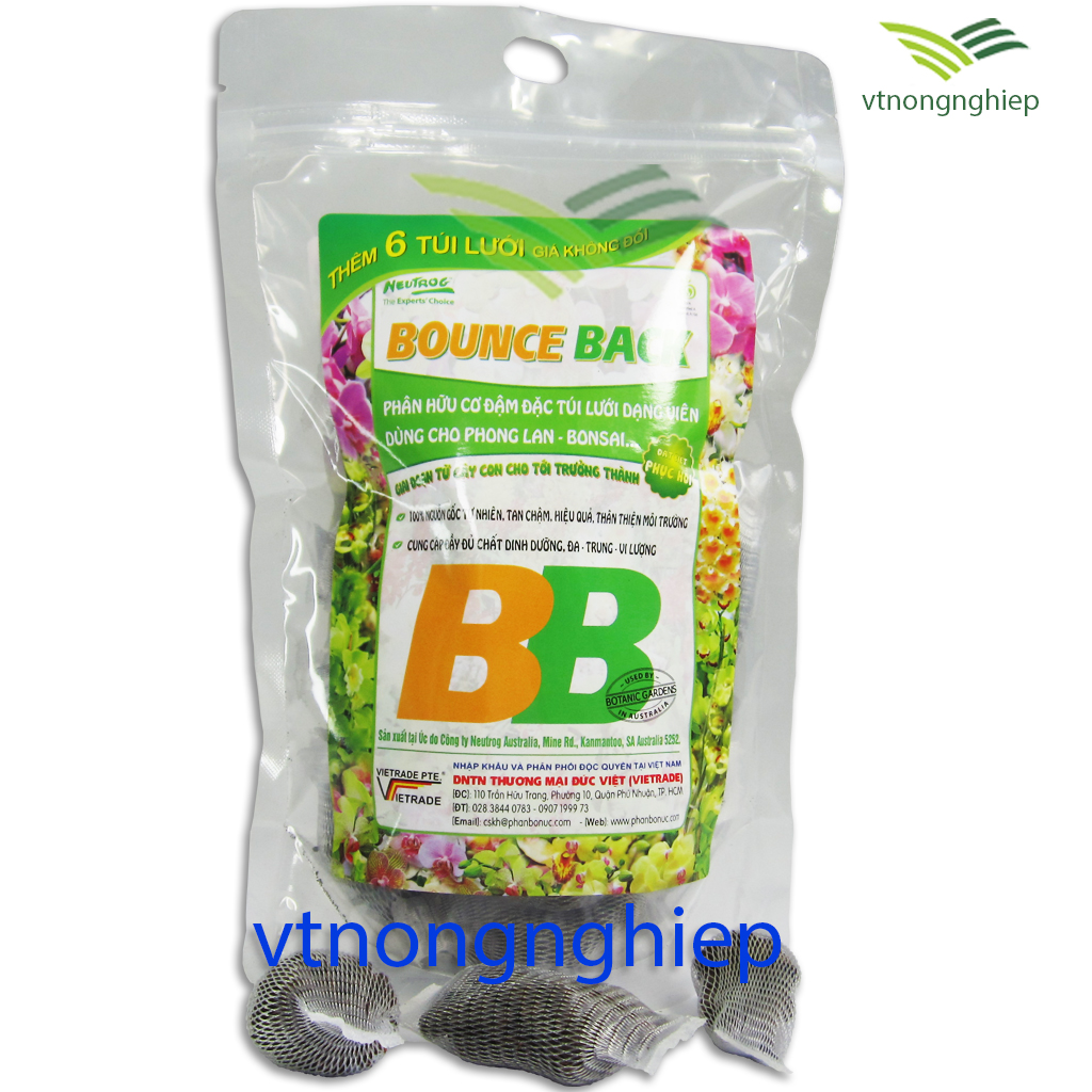 Phân bón hữu cơ đậm đặc Bounce Back túi lưới, dạng viên tan chậm, cho cây con đến cây trưởng thành đặc biệt phục hồi, phân bón Úc