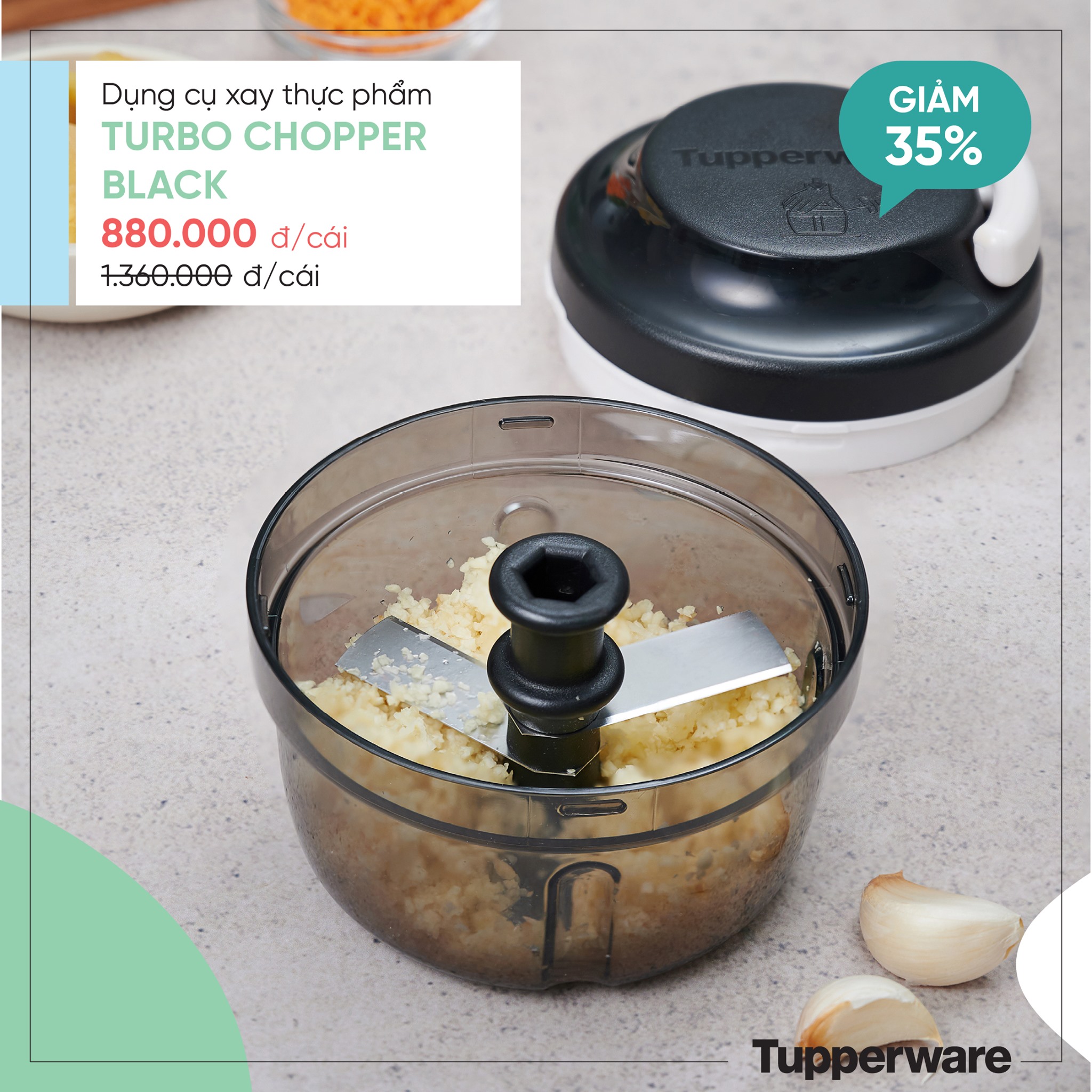 Dụng cụ xay thực phẩm Turbo Chopper Tupperware