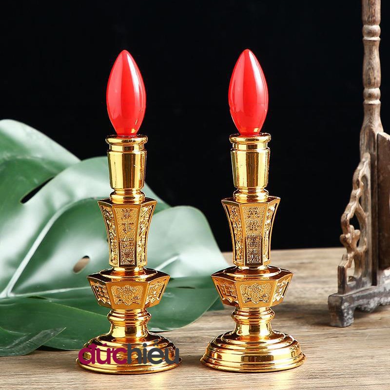 Đèn bàn thờ dùng pin ( 2 cái ) , đèn cầy thờ cúng dùng pin