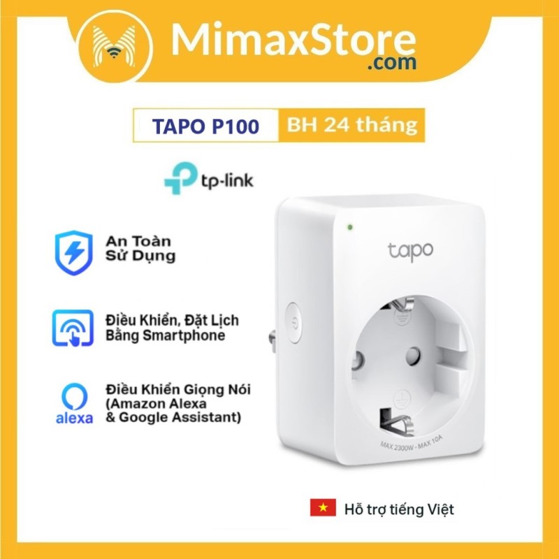 Ổ Cắm Điện Wifi Thông Minh TP-Link Tapo P100 | Hàng Chính Hãng | Bảo Hành 24 Tháng giá rẻ