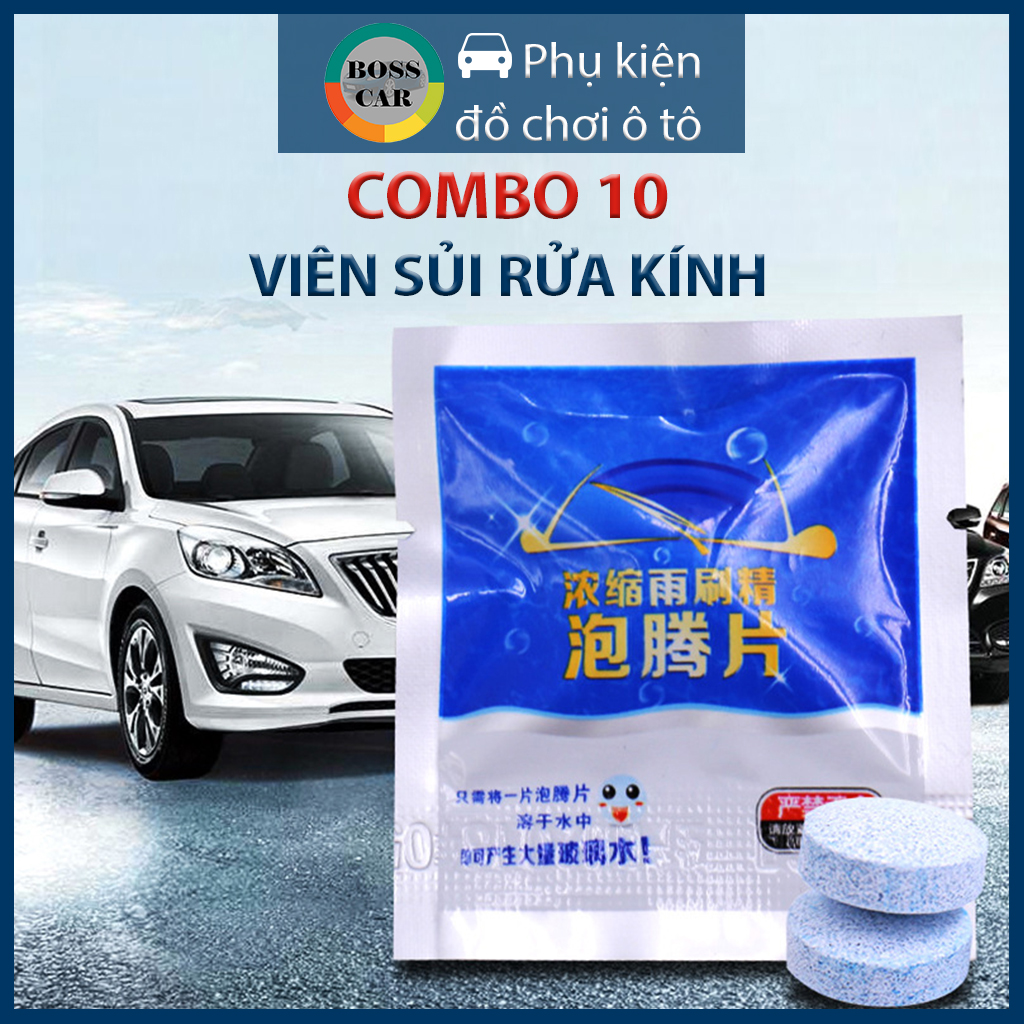 Combo 10 Viên sủi nước rửa kính oto tiện ích dễ sử dụng 1 viên pha với 4 Lít nước, viên sủi nén rửa kính ô tô chuyên dụng làm sạch kính lái nước rửa kính viên xủi rửa kính chăm sóc kính xe