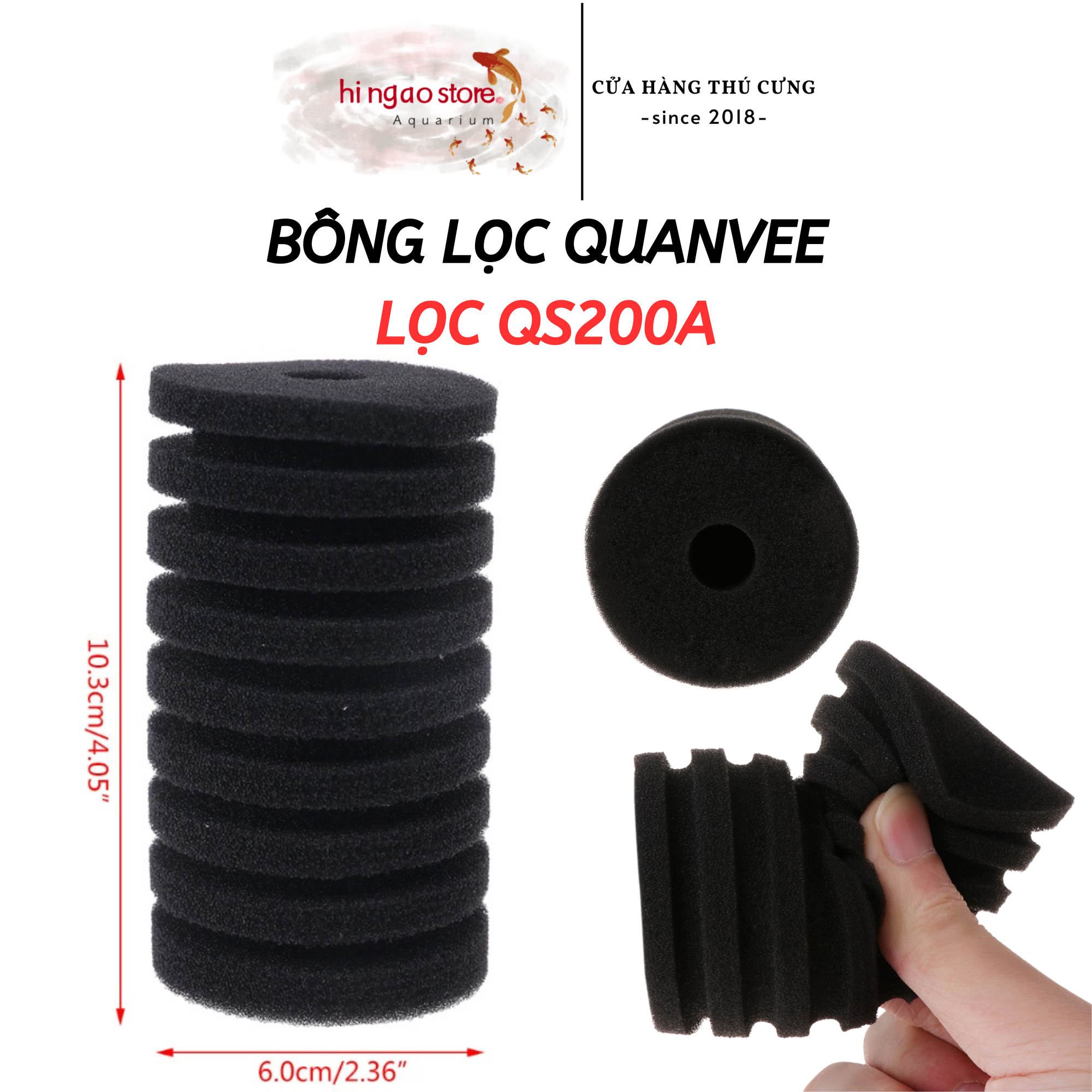 (Tặng 1m dây, 1 van tăng giảm) Lọc Vi sinh QS100A/QS200A làm trong nước, tạo vi sinh - Phụ kiện cá cảnh | Hingaostore.