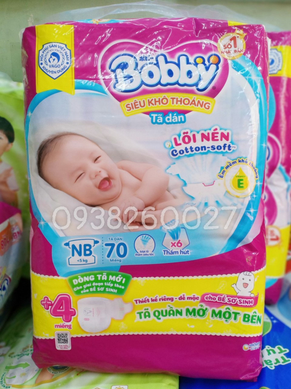 Tã Dán Bobby XS70+4 miếng tã quần (Bé dưới 5kg)