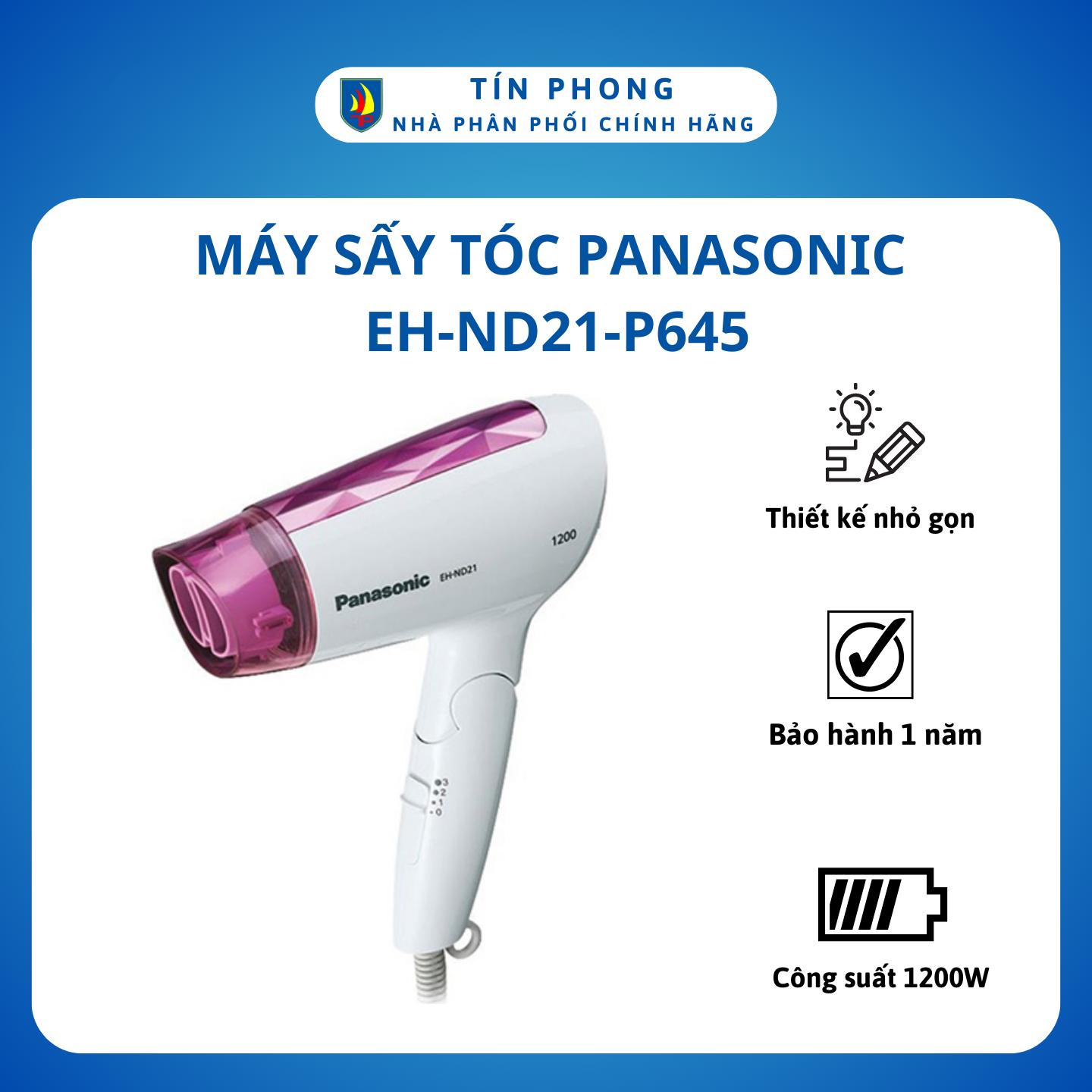 [Giao Hỏa Tốc 2H] Máy Sấy Tóc Panasonic EH-ND21-P645 Công suất 1200 W