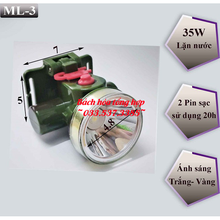 Đèn pin, pin đội đầu, đèn pin đội đầu ML 3 mini