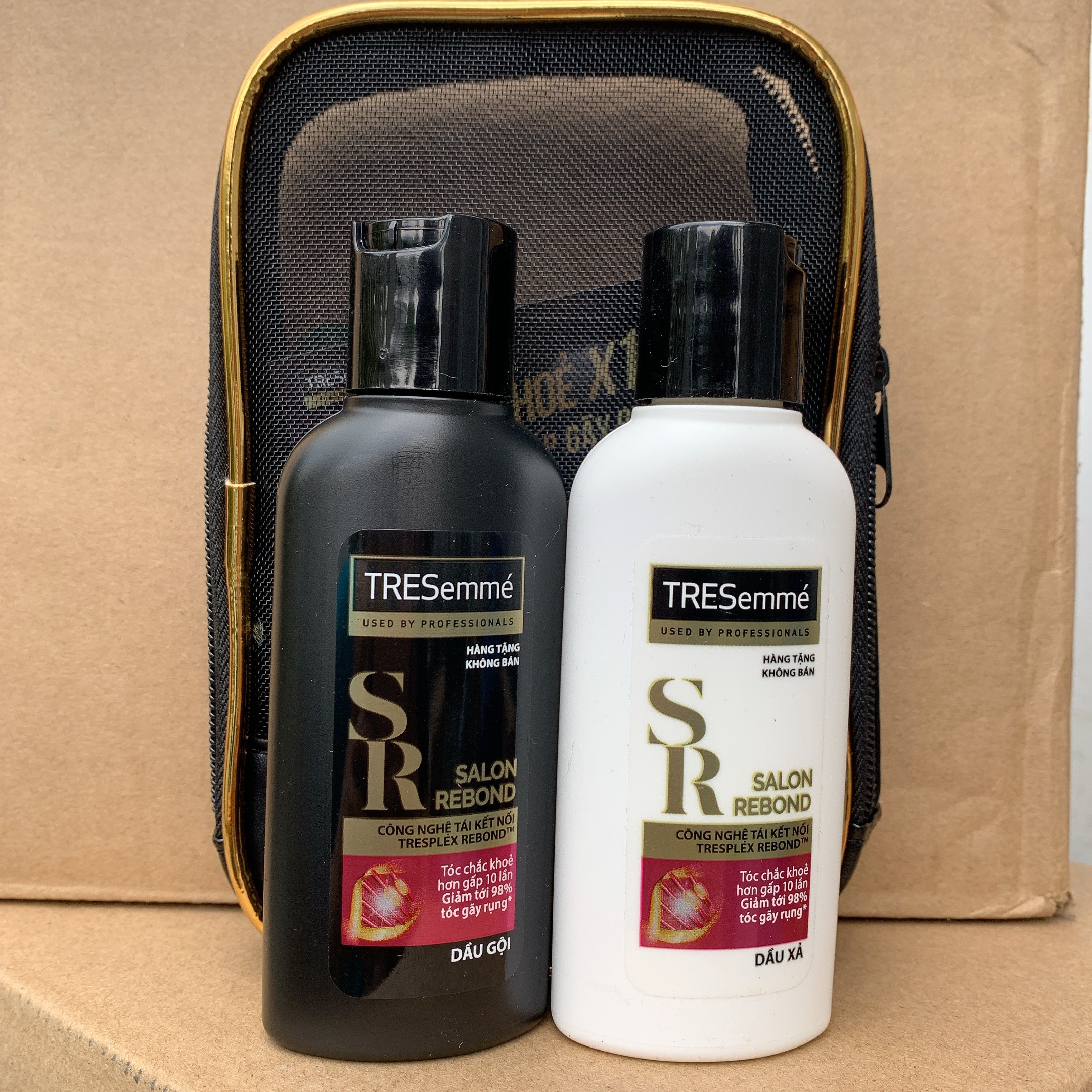 Tặng 1 túi lưới - cặp dầu gội và xả tresemme keratin smooth chai 70g