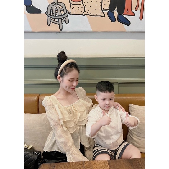 Áo Sơ Mi Bèo Tơ Nhăn Cổ Vuông