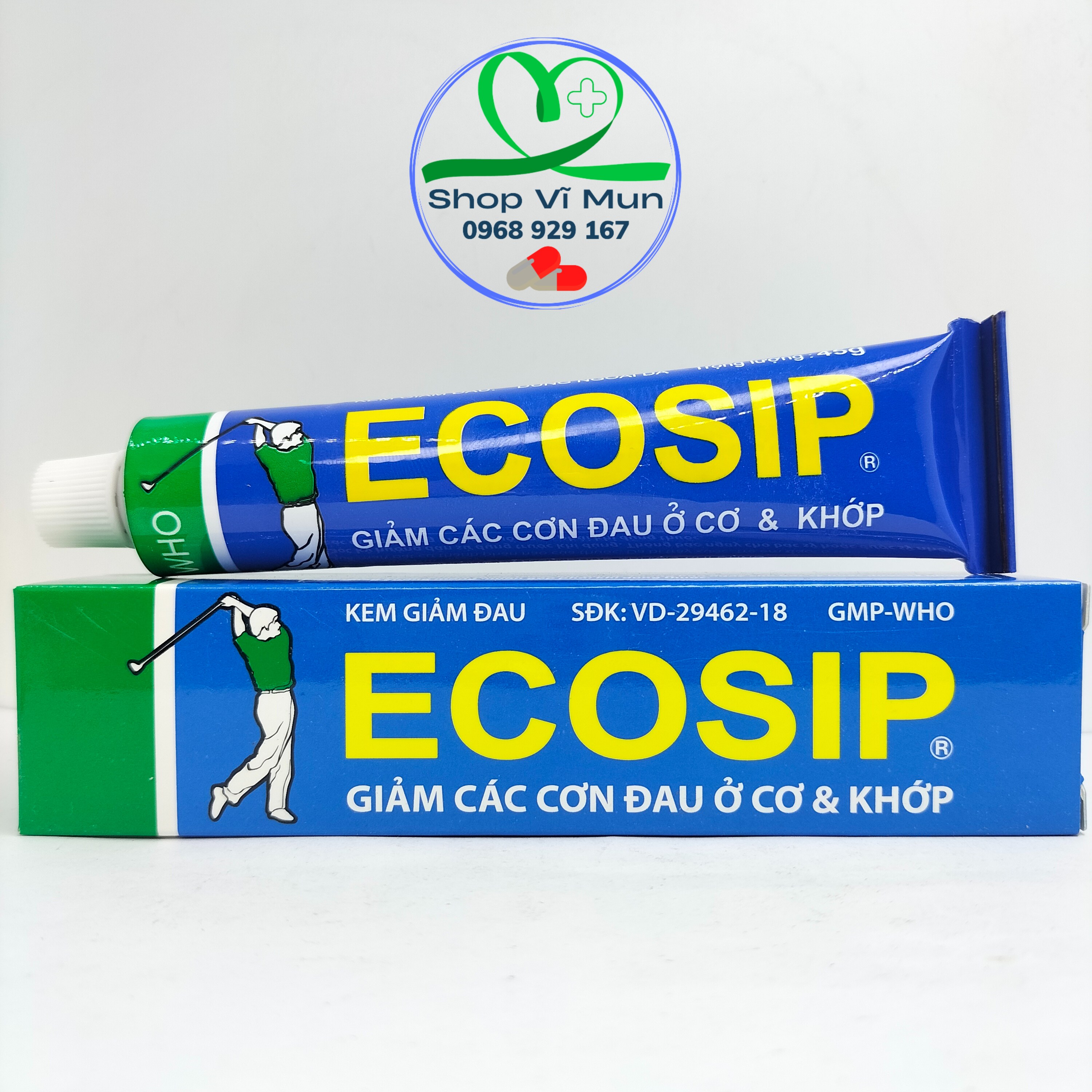 Kem giảm đau ecosip tuýp 45g - giảm đau các cơn đau ở cơ, khớp