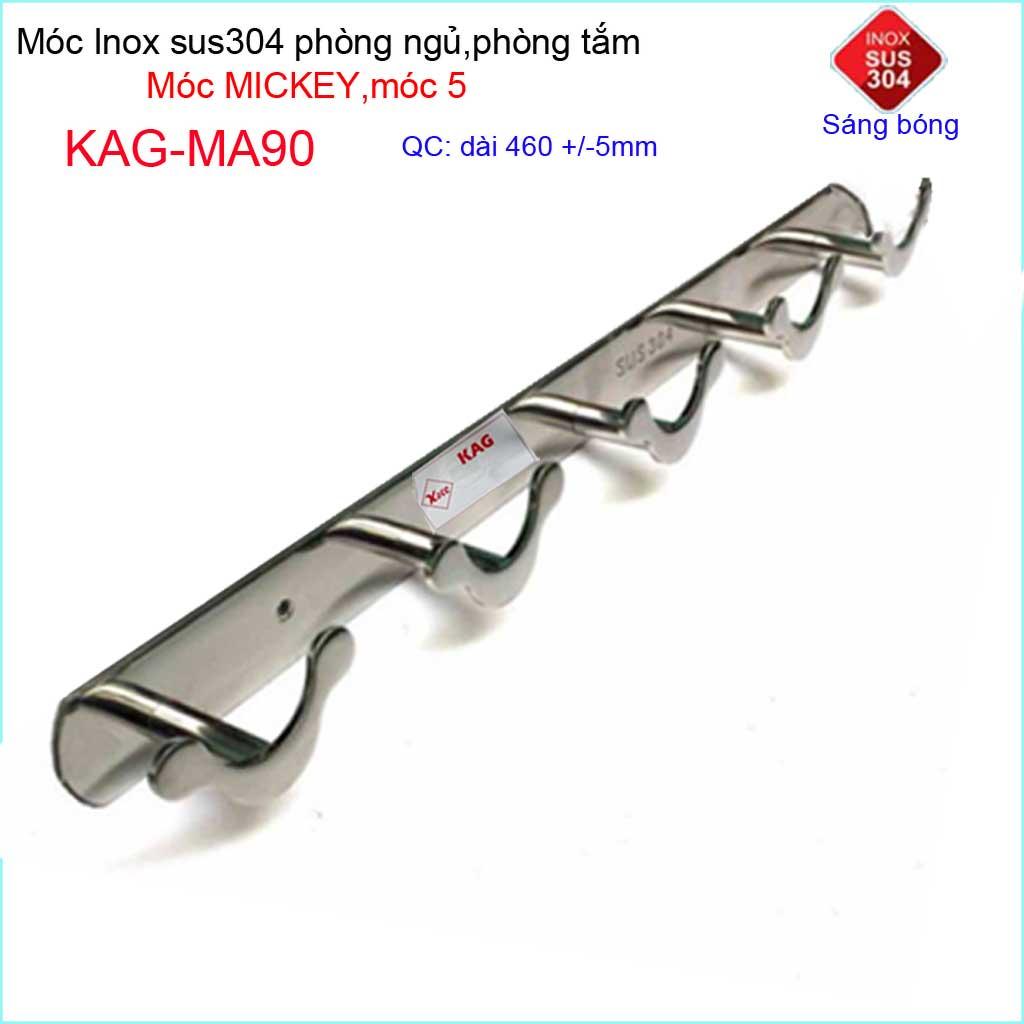 [HCM]Móc mickey treo quần áo inox 304 cao cấp dày móc Inox Kace 5 móc treo đồ nhà tắm KAG-MA90