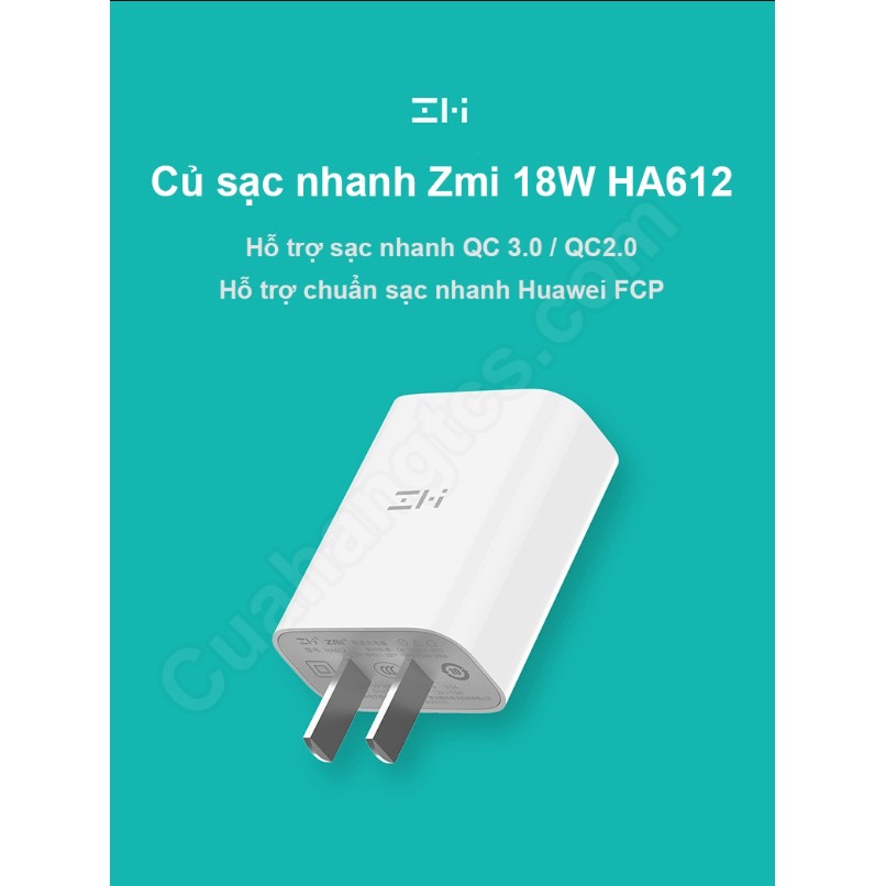 Củ sạc nhanh 18W Zmi xiaomi HA612