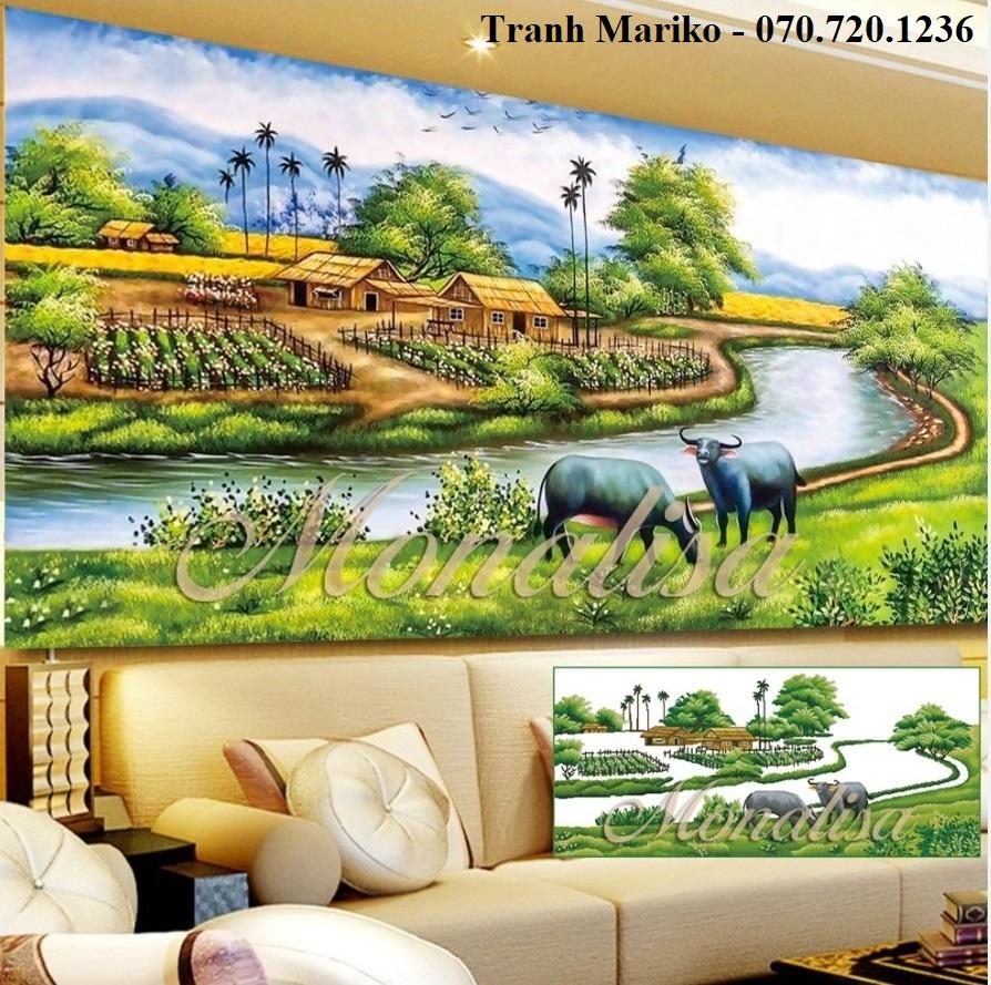 Tranh đính đá hồn quê y8095 kích thước 120*60cm tranh mariko