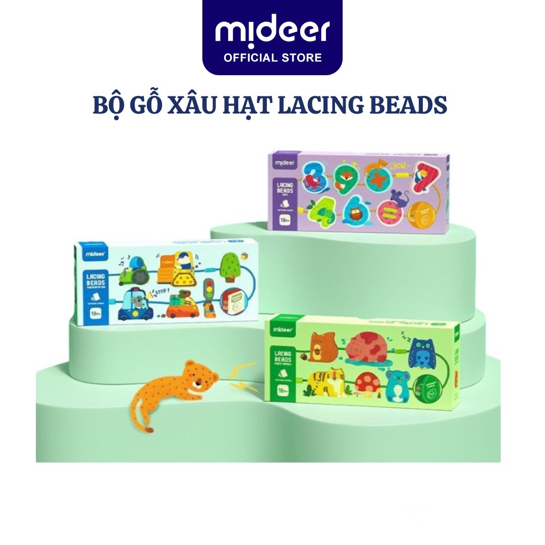 Đồ chơi gỗ xâu hạt tư duy logic Mideer lacing Beads